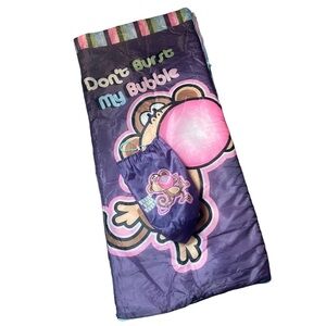 Vintage Disney Bobby Jack Monkey Dont Burst My Bubble Kids Sleeping Bag Purple
